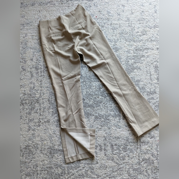 Zara women's suit pants cream trousers off white Large with split hem kick flare - Picture 2 of 4